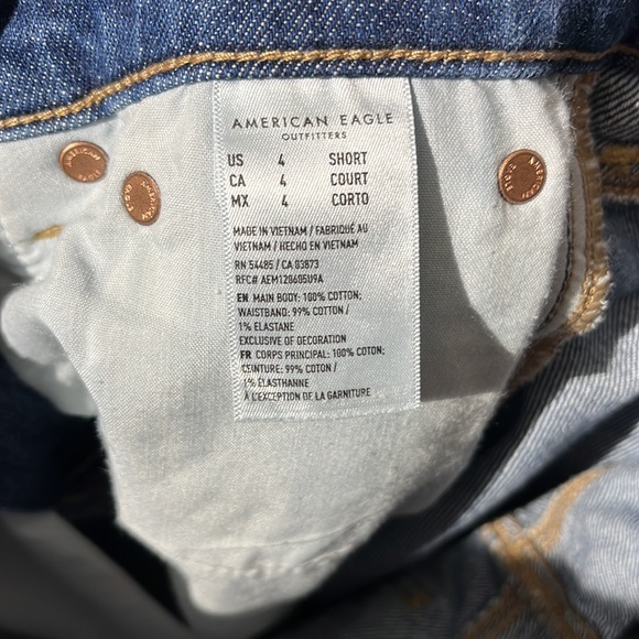 American Eagle denim jeans 90s flare sz 4 short medium wash distressed - Picture 5 of 7